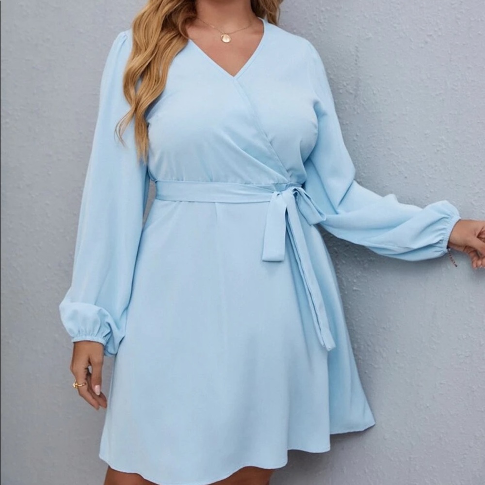 Plus size lantern sleeve dress black - Picture 14 of 15